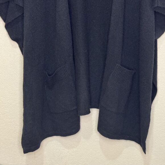 Nordstrom Sweater Womens One Size Black Cashmere Open Front Cardigan Wrap Poncho - Picture 5 of 6